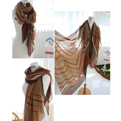 Women Fashion Polyline Voile Winter Autumn Warm Soft Casual Wrap Long Scarf