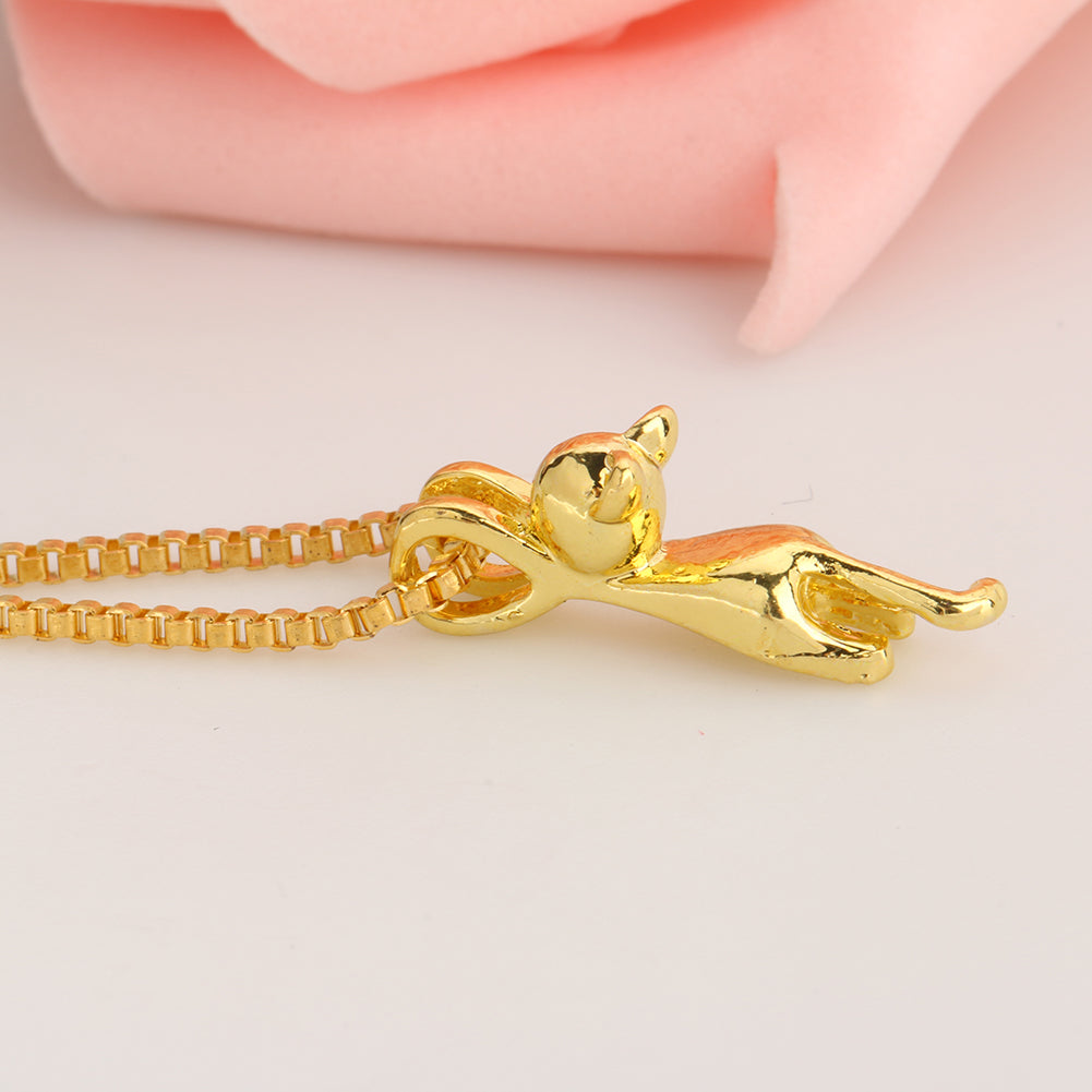 Women 925 Sterling Silver Lovely Jumping Cat Pendant Charm Necklace Jewelry