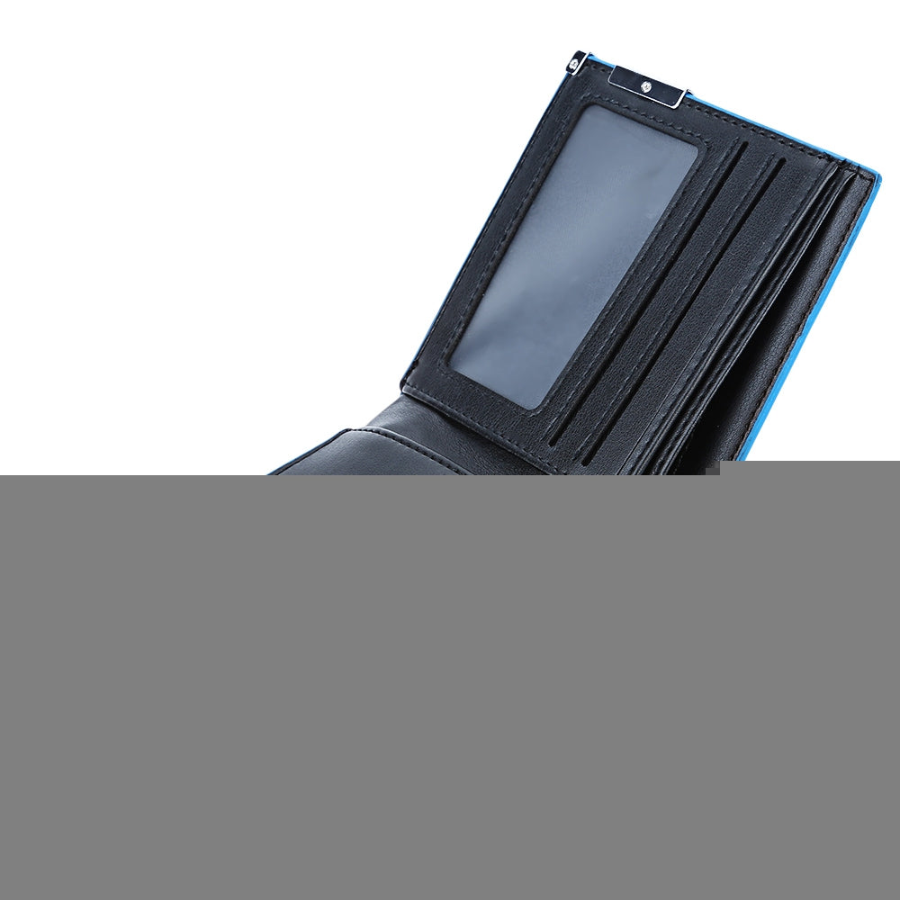 Fashionable Solid Color Men Short Open Cash Photo Card Wallet