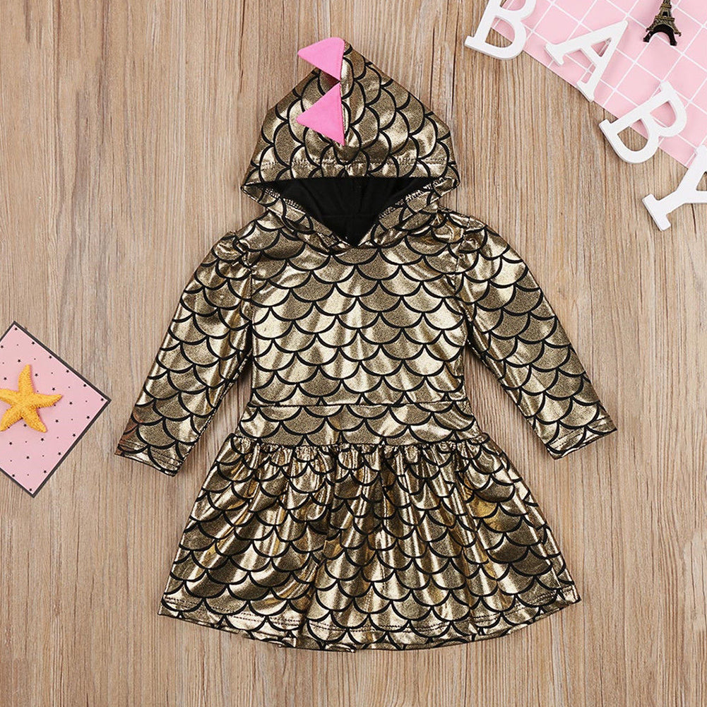 Lovely Dinosaur Baby Girls Hoodie Dress Toddler Cosplay Clothes Outfits Toddler