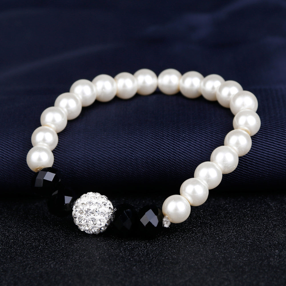 Elegant Imitation Pearls Necklace Earring Bracelet Jewelry Set Women Party Gift