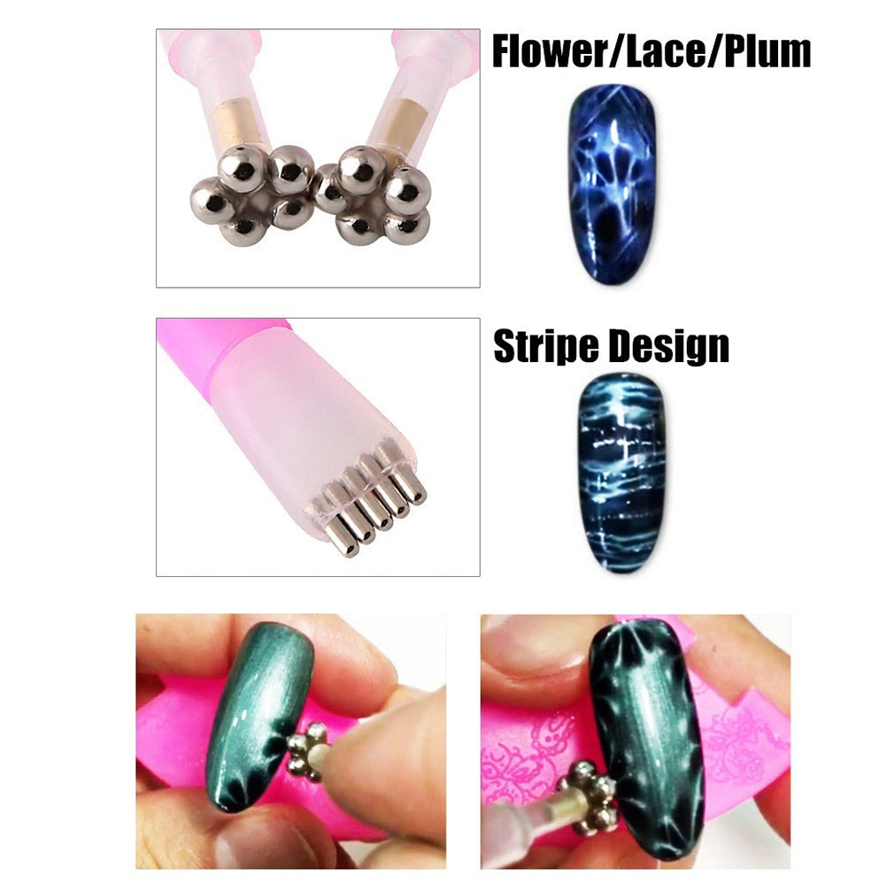 Nail Art Cat Eye Flower Stripe Magnetic Pen DIY 3D Polish UV Gel Manicure Tool
