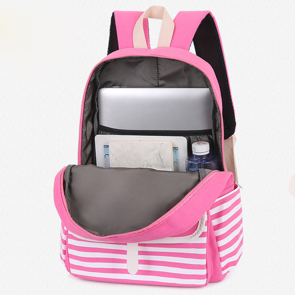 Fashion Backpack Striped Letters Embroidered School Bag Rucksack Shoulders Bag