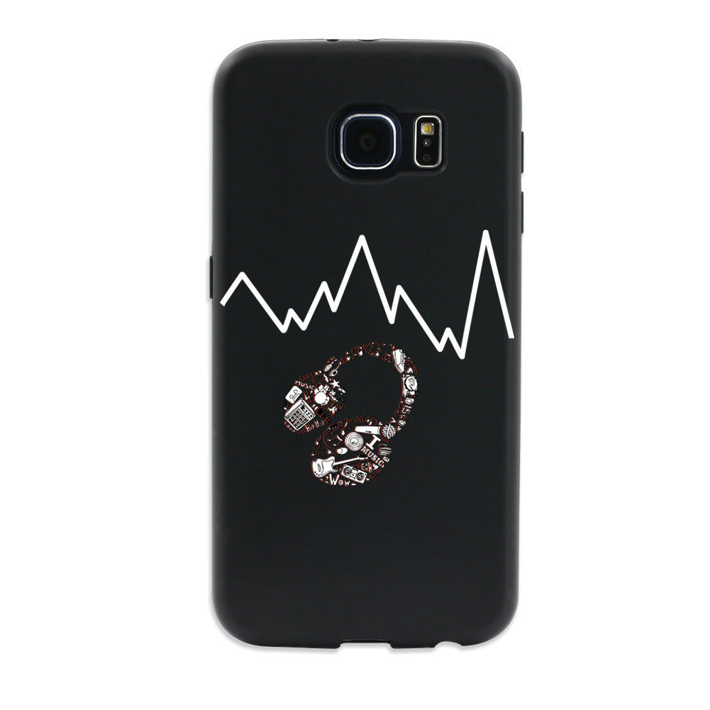 Curved Line Print Touch Screen Flip Full Cover Case for iPhone 6S Samsung S6 S7