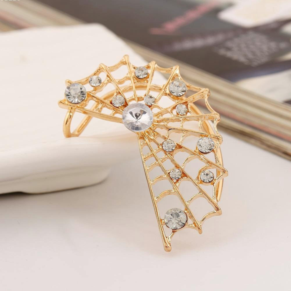 1Pc Fashion Women Earrings Hollow Spider Web Zircon Left Ear Wrap Clip Cuff