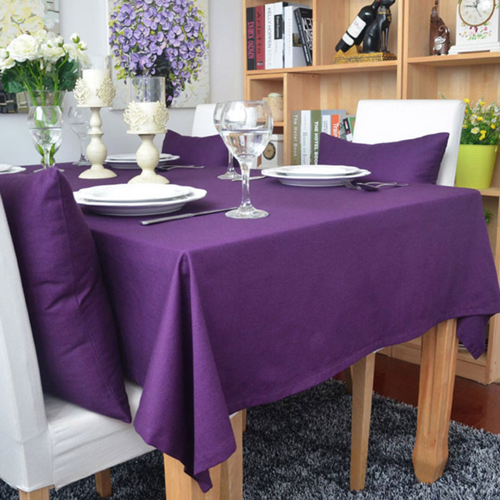 Solid Color Table Cloth Cotton Linen Rectangle Tablecloth Washable Desk Cover