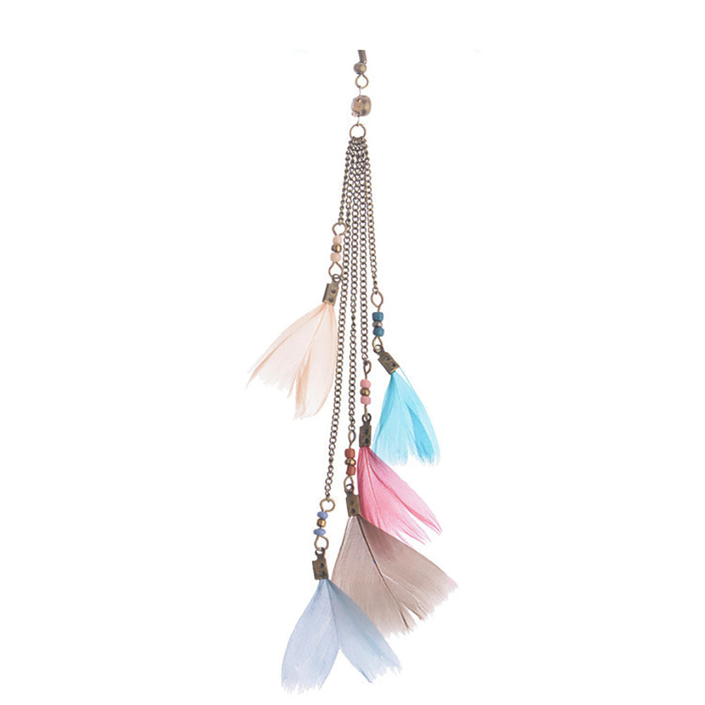 Bohemian Fashion Women Feather Tassel Hook Earrings Seaside Holiday Jewelry Gift