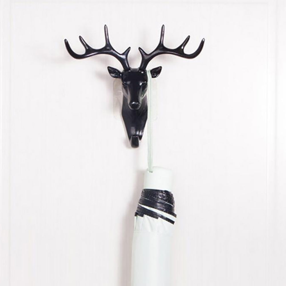 Fashion Deer Head Antlers Self Adhesive Keys Hat Holder Wall Door Hook Hanger