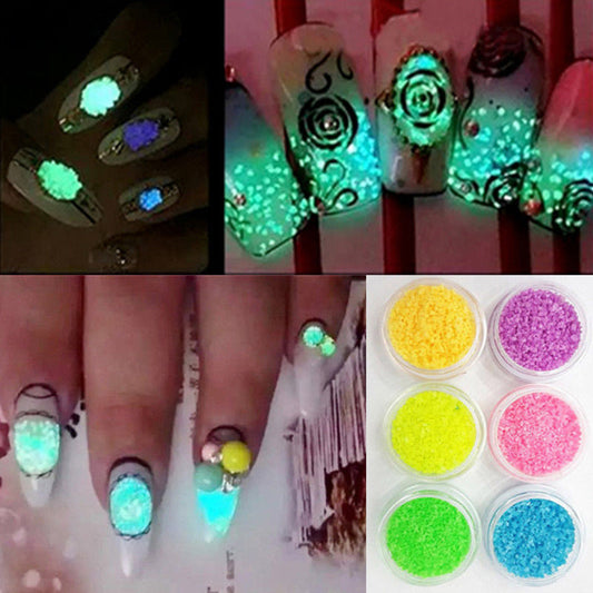 Glitter Beauty Nail Art Luminous Powder Sticker Acrylic Manicure Tips DIY Decor