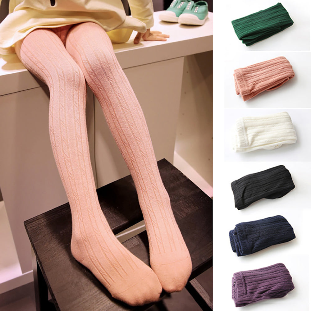 Kids Girls Solid Color Warm Cotton Pantyhose Dance Long Socks Stockings Leggings