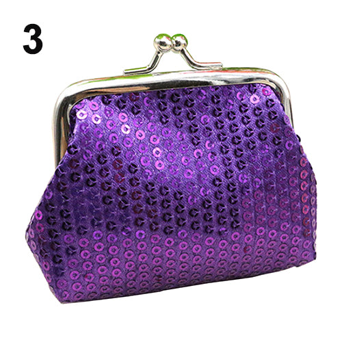 Fashion Women Sequins Buckle Mini Change Coin Purse Clutch Handy Wallet Bag