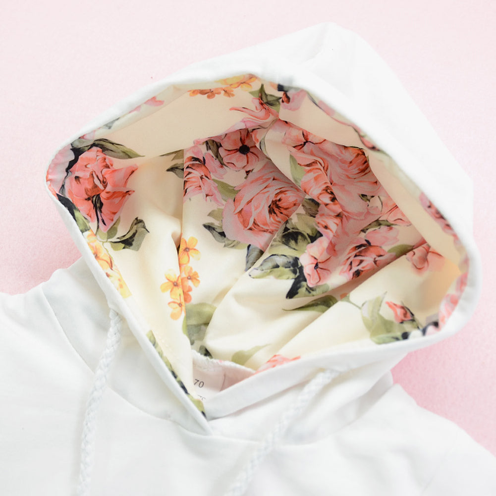Baby Girl Infant Flower Pattern Long Sleeve Hoodie Pants Hairband Outfit Set