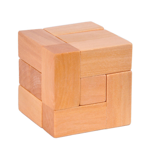 Wooden 7 Block Cube Luban Lock Brain Teaser Adults Kids Puzzle Educational Toy