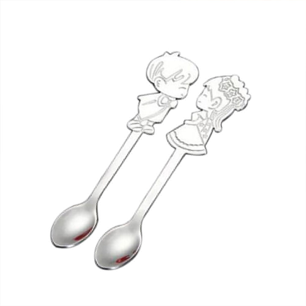 A Pair of Boy and Girl Stainless Steel Coffee Tea Cup Mixing Spoon Drinks Decor