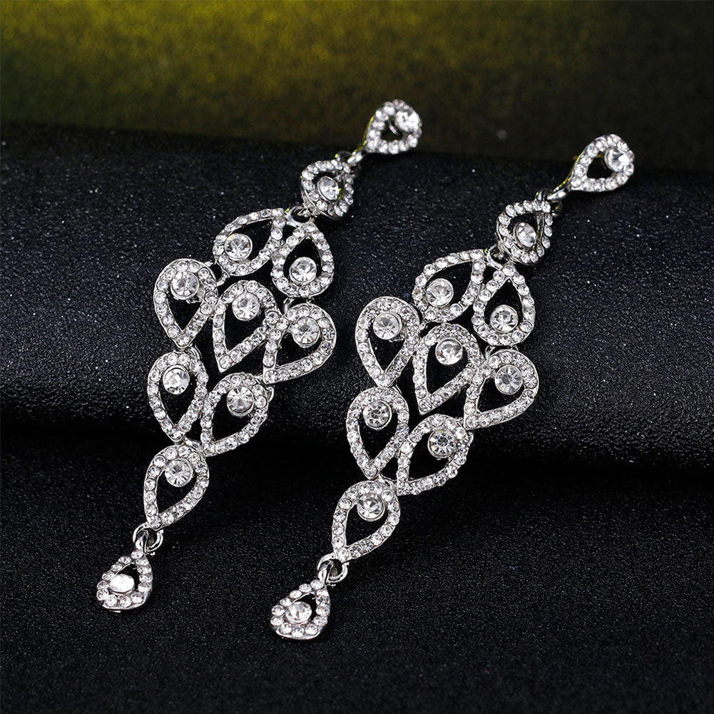Fashion Waterdrops Rhinestone Long Dangle Women Earrings Party Jewelry Decor