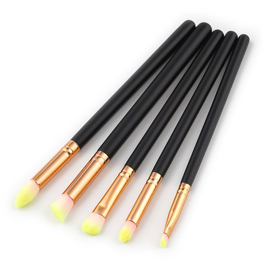 5Pcs Wood Handle Eyeshadow Eyebrow Cosmetic Makeup Brush Set Beauty Tool