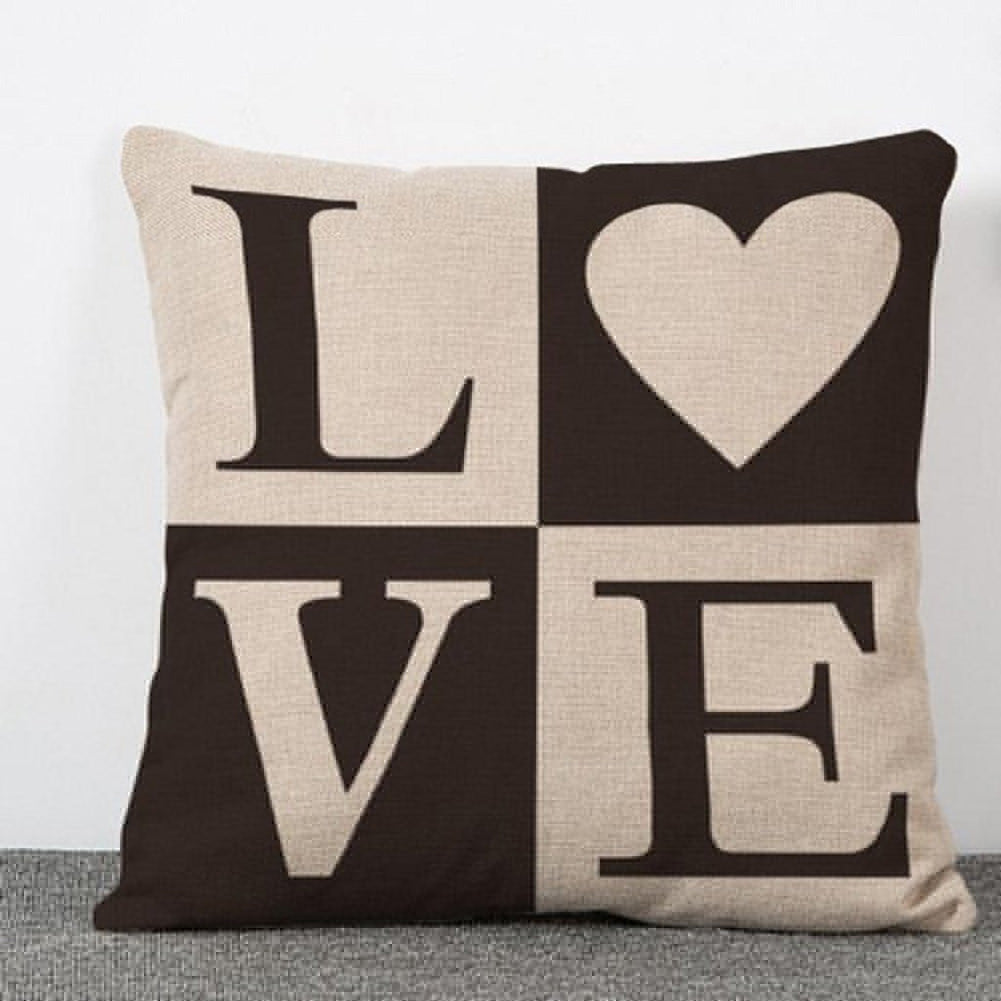 Love Letter Printed Pillow Case Bed Sofa Square Throw Cushion Cover Decoration