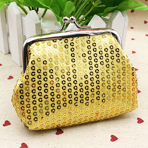 Fashion Women Sequins Buckle Mini Change Coin Purse Clutch Handy Wallet Bag