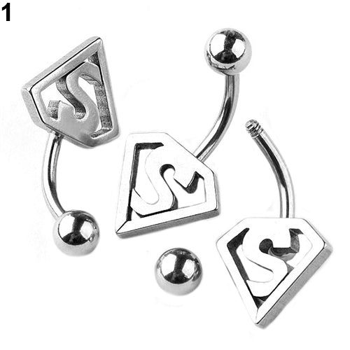Stainless Steel Bat Ball Belly Navel Ring Button Barbell Body Piercing Jewelry