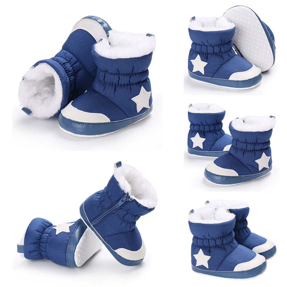 Simple Star Pattern Baby Boys Girls Casual Anti-Slip Winter Boots Thicken Shoes