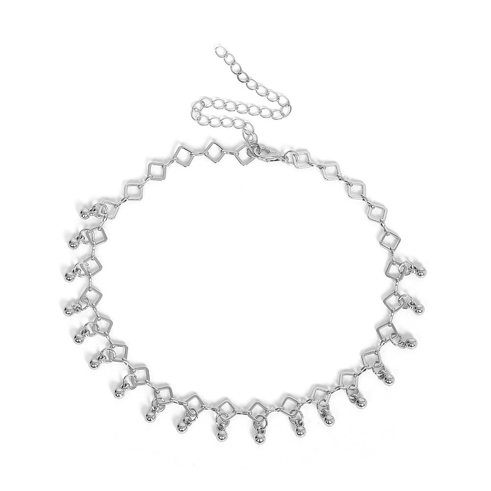 Bohemia Rhombus Metal Ball Pendant Choker Necklace Evening Party Women Jewelry