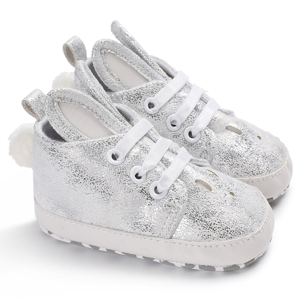 Toddler Infant Kid Girl Cute Rabbit Ear Sneakers Shiny Faux Leather Baby Shoes