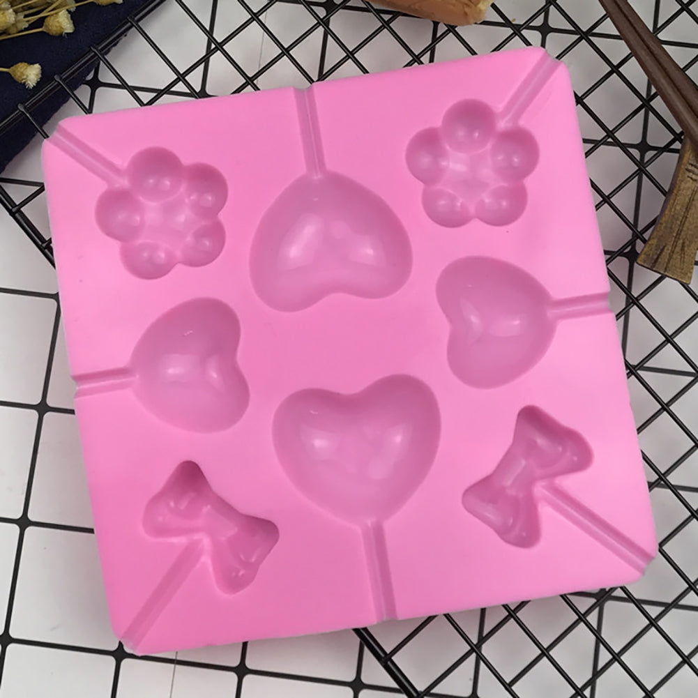 Heart Bowknot Flower DIY Lollipop Chocolate Candy Ice Lolly Silicone Baking Mold