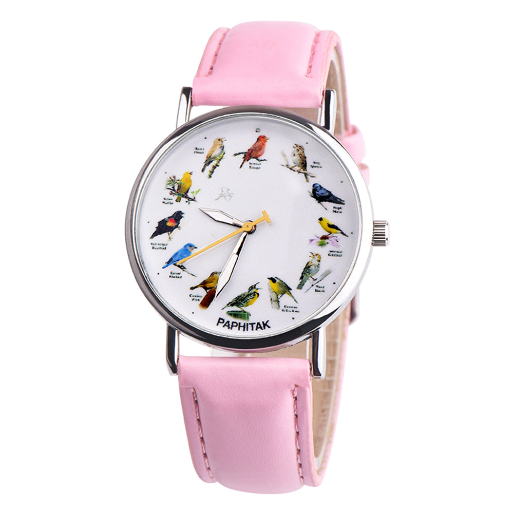 Fashion Birds Animal Round Dial Quartz Analog Women Date Shopping Wrist Watch