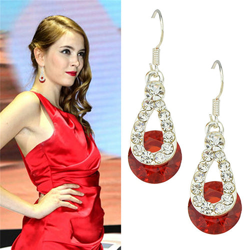 Women Fashion Long Paragraph Jewelry Water Drop Pendant Dangle Hook Earrings