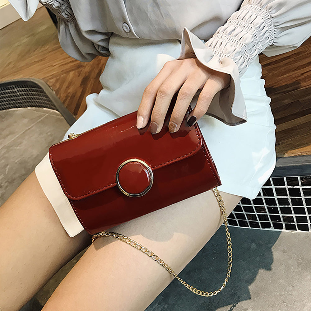 Women Single Shoulder Bag Chain Handbag Fashion Tote Purse Solid Color Gift