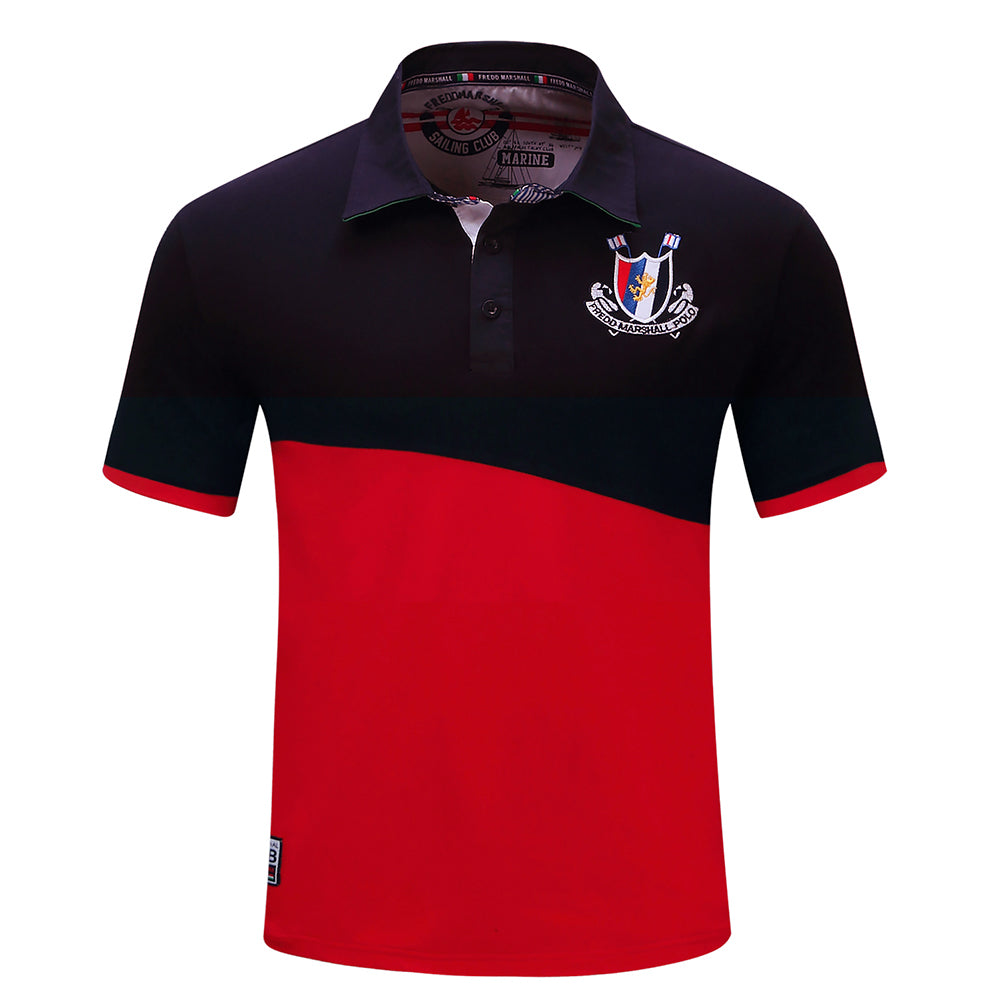 Men Cotton Polo Shirt Spring Summer Short Sleeve T-shirt Color Patchwork Tee Top