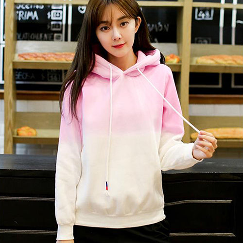 Unisex Fashion Long Sleeve Sweet Casual Gradient Color Pullover Hooded Hoodie