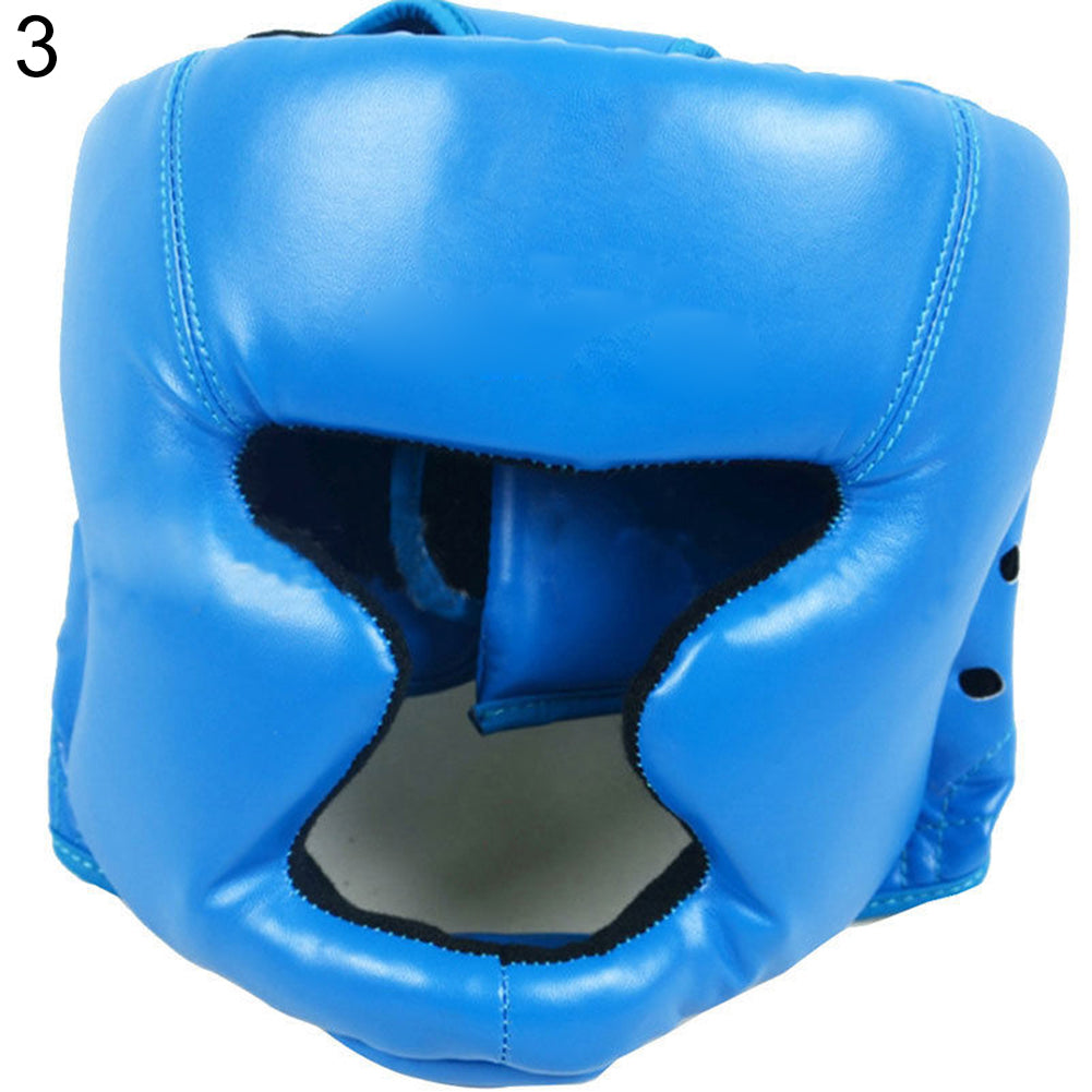 Faux Leather Boxing Martial Arts MMA Helmet Head Guard Headgear Head Protection