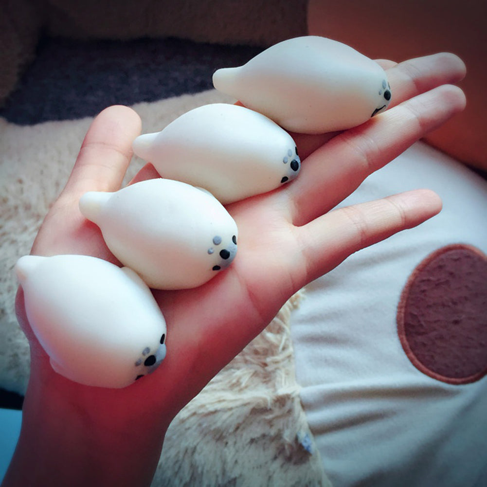 Cute Soft White Seal Stress Relieve Squishy Squeeze Healing Toy Adult Kids Gift