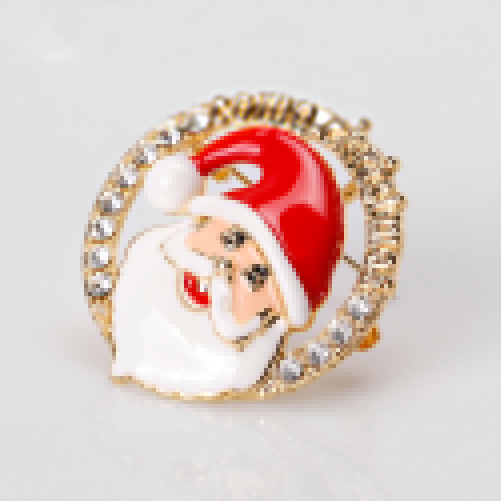 Shiny Rhinestone Cartoon Christmas Santa Claus Party Brooch Pin Family Gift