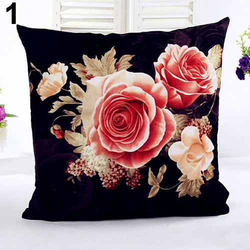Peony Print Sofa Bed Home Decor Throw Pillow Case Cushion Cover Square Pillowslip