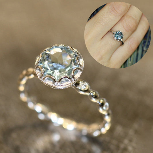 Elegant Round Rhinestone Inlaid Finger Ring Women Charm Jewelry Hand Ornament