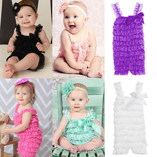 Girls' Lovely Cutie Bowknot Lace Ruffle Petti Toddler Baby Sling Romper Jumpsuit