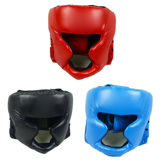 Faux Leather Boxing Martial Arts MMA Helmet Head Guard Headgear Head Protection