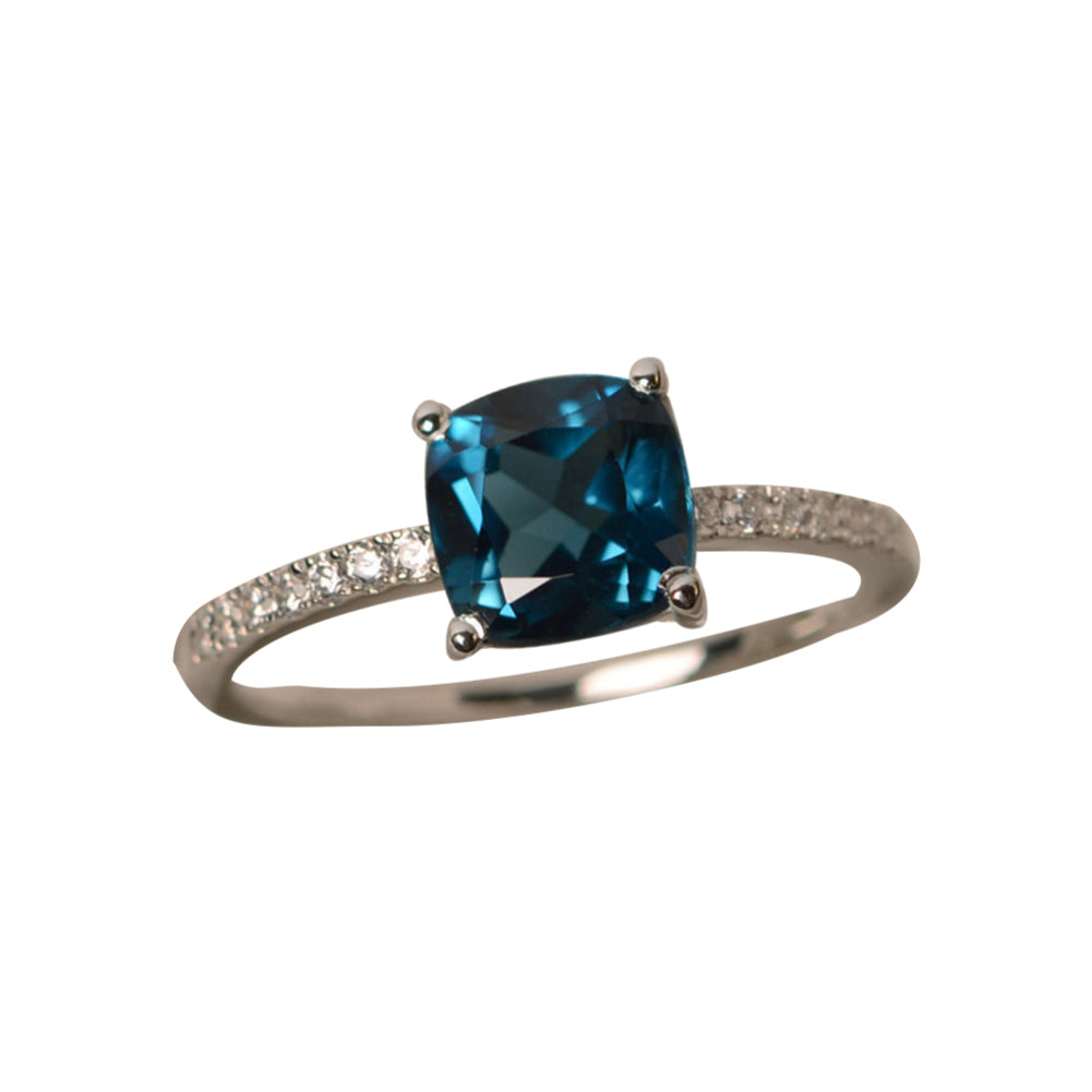 Fashion Rhinestone Women Club Date Finger Jewelry Square Faux Topaz Slim Ring