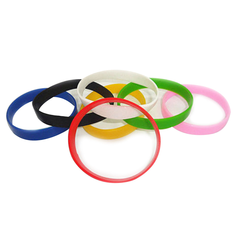 2 Pcs Men Women Silicone Wristbands Solid Color Sports Bracelet Bangle Gift