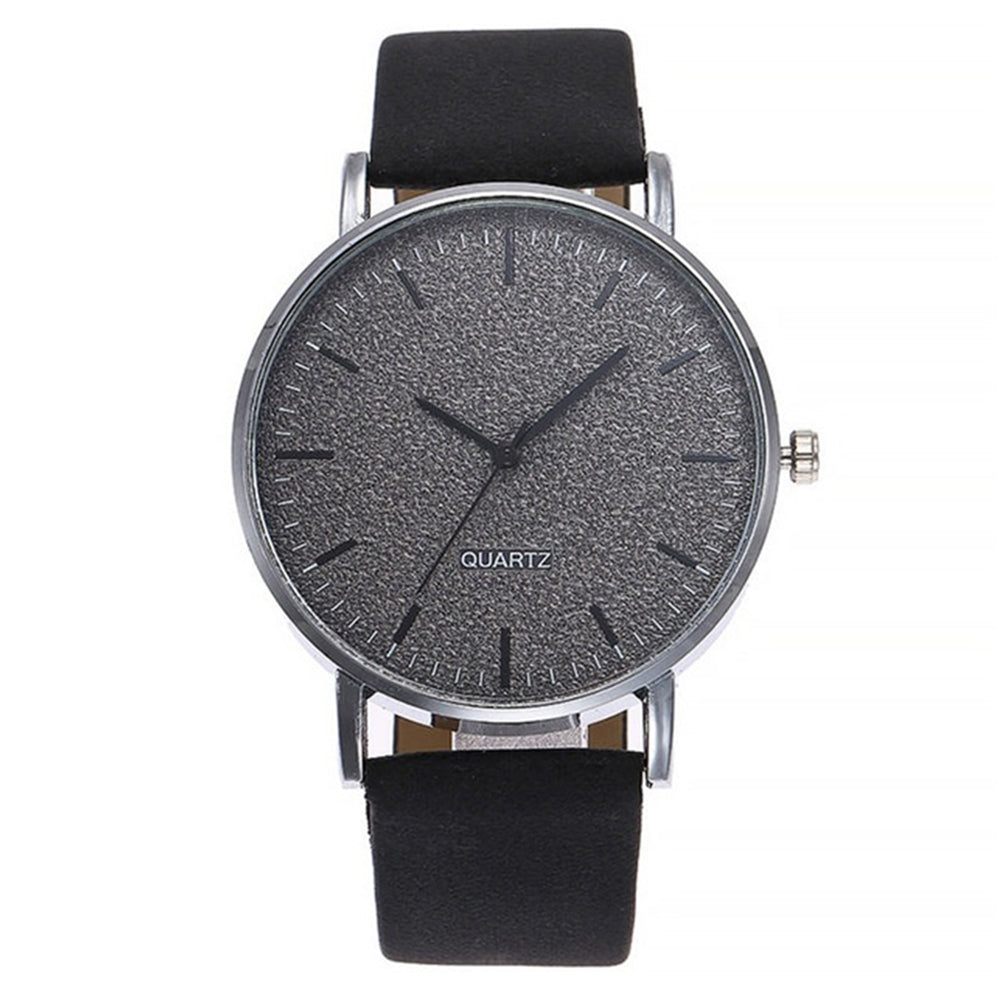 Simple Women Men Analog Quartz Round Dial Faux Leather Strap Wrist Watch Gift