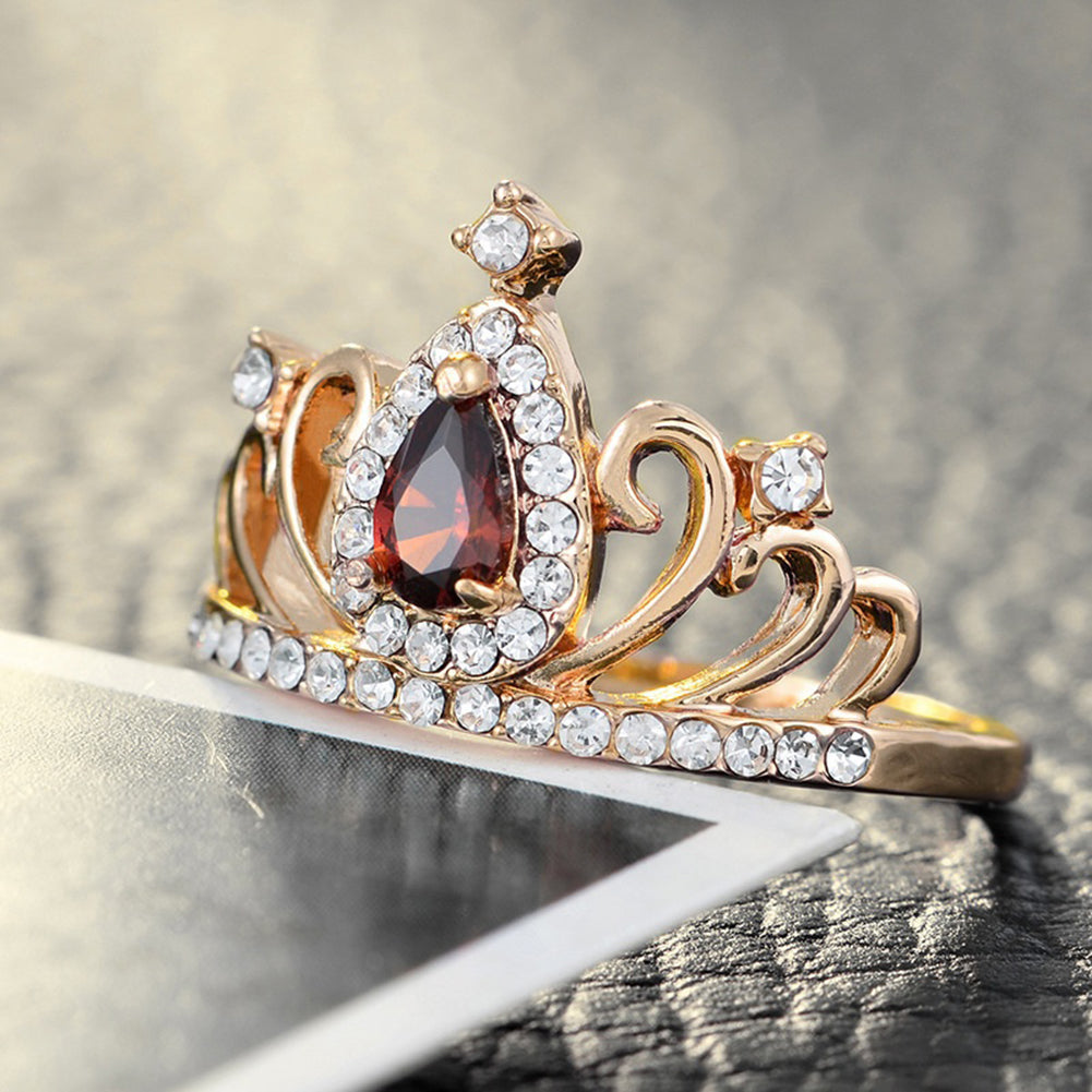 Waterdrop Shape Rhinestone Crown Finger Ring Bridal Jewelry Women Luxury Gift
