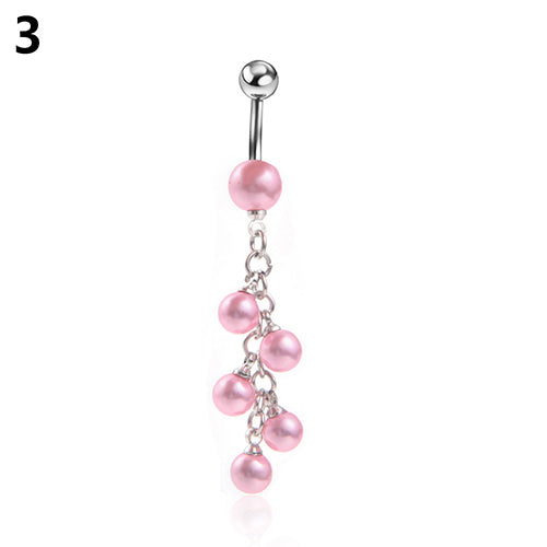 Women's Fashion Faux Pearls Body Piercing Navel Belly Button Ring Xmas Gift