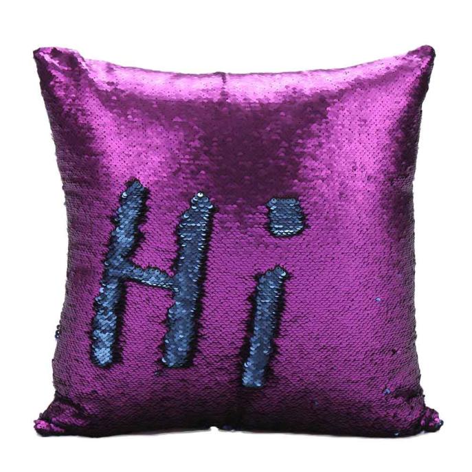 DIY Two Tone Glitter Sequins Throw Pillows Decorative Cushion Covers J