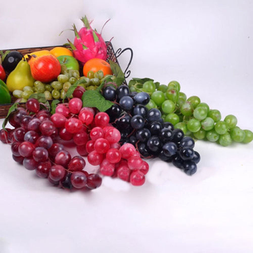 36 Pcs in 1 Bunch Artificial Plastic Grapes Lifelike Fake Fruit Food Home Decor