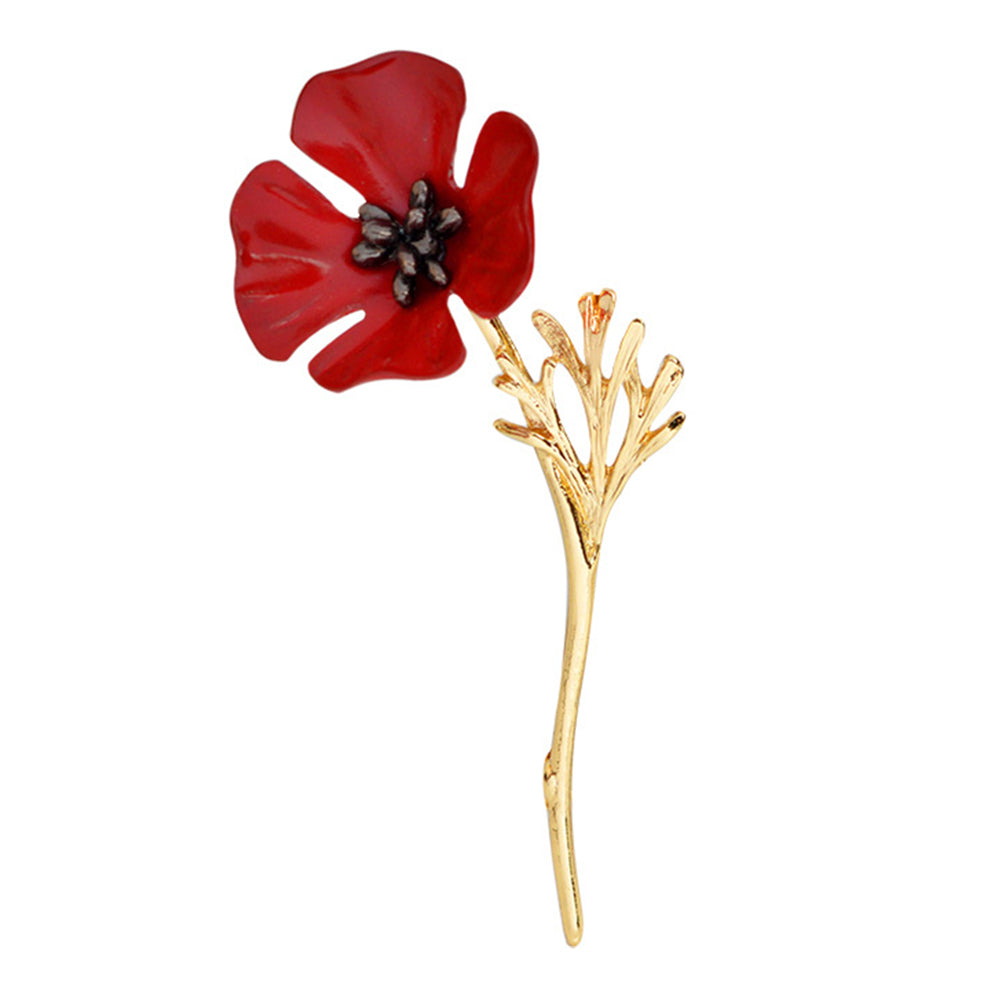 Poppy Flower Brooch Pin Vintage Women Men Collar Accessory Breastpin Jewelry