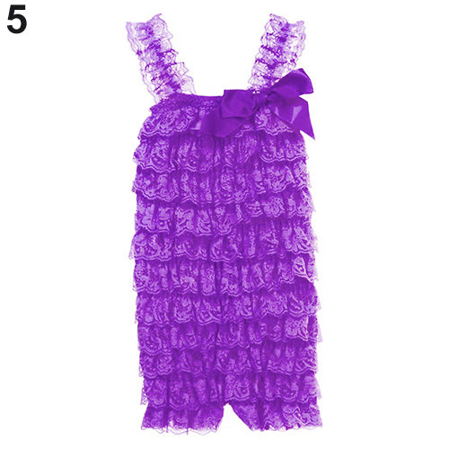 Girls' Lovely Cutie Bowknot Lace Ruffle Petti Toddler Baby Sling Romper Jumpsuit