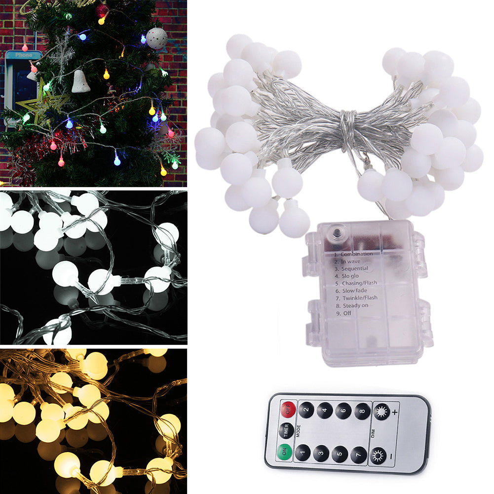 50LED Ball Shaped 8Modes Fairy String Light Christmas Wedding Home Party Decor