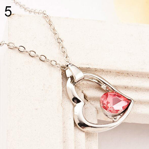 Women's Love Heart Crystal Pendant Chain Collar Bib Choker Party Gift Necklace